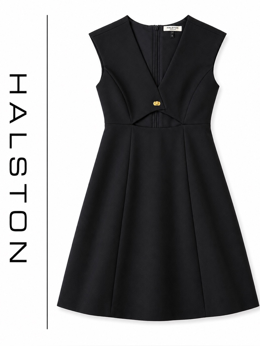 Halston Heritage Black Cutout Fit & Flare Cocktail Dress Size 0 Chic E